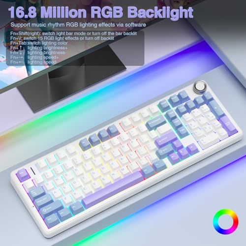 Image of AULA F99 Pro Wireless Mechanical Keyboard with Knob,Creamy Sound,Tri-Mode BT5.0 /USB-C /2.4GHz Hot Swappable Keyboard,Gasket Structure,RGB Backlit Computer Gaming Keyboards