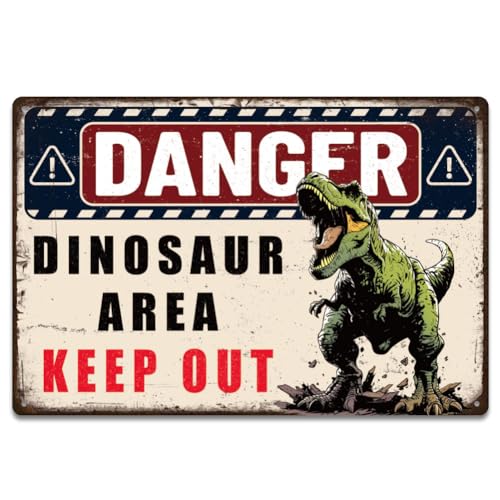 SUPERDANT Plaque Metal Vintage Dinosaure Zone Danger Accès Interdit Plaque Murale Decorative Déco Murale Pour Cave Homme Salon Chambre Bar Pub Maison Cuisine...