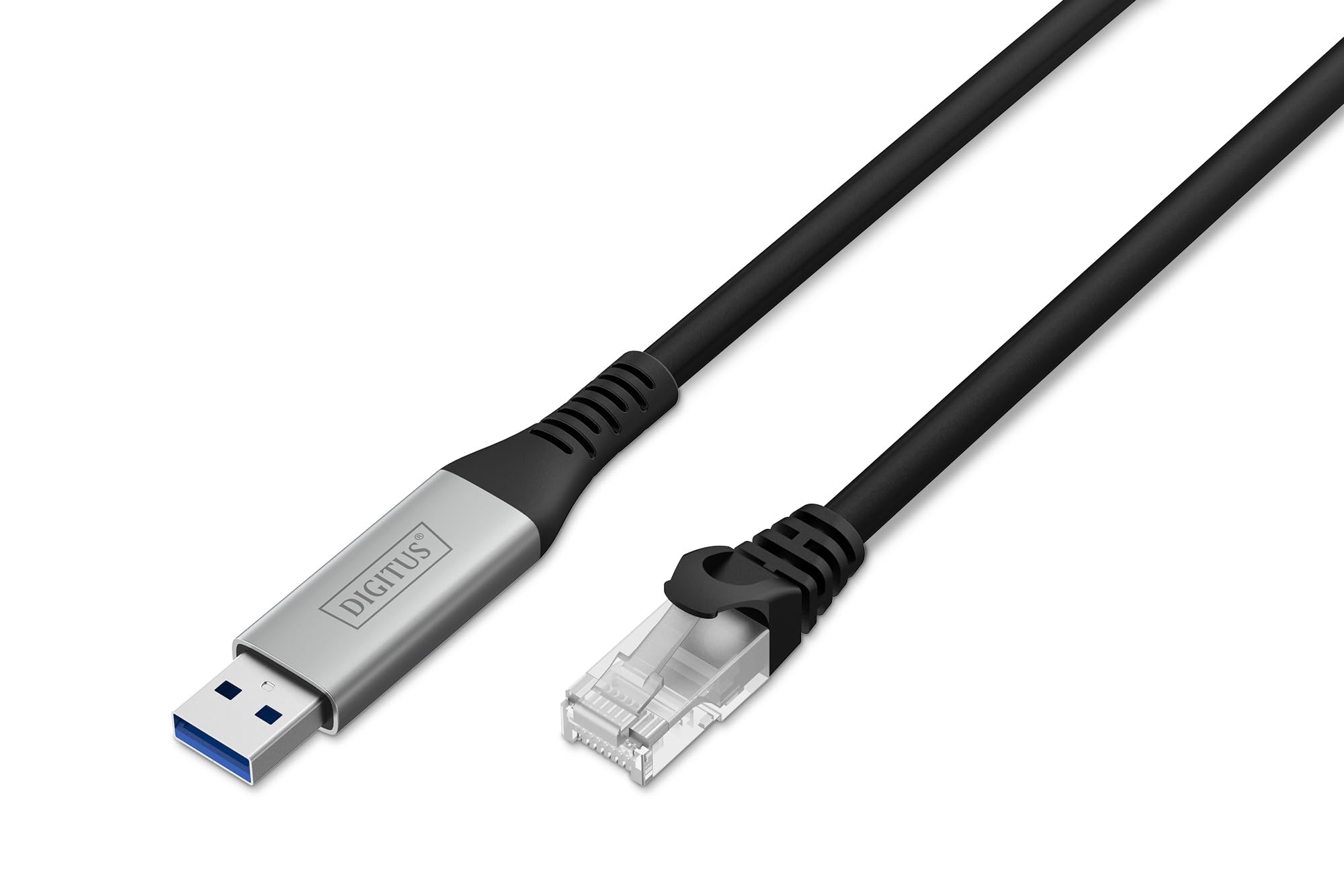 Digitus USB network cable – Type-A to RJ45 – USB-A 3.2 Gen1 – 1 Gbit/s – 15 m – LSZH – CAT 6A S/FTP – AWG 26 – Plug & Play – Black