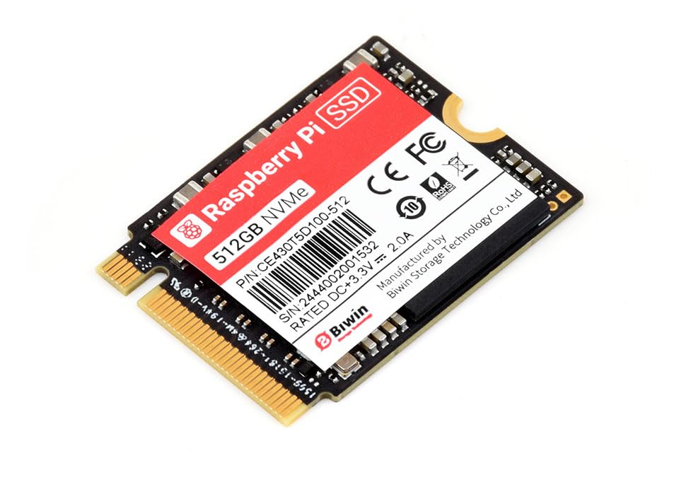 TUOPUONE Official Raspbery Pi SSD 512GB High-Speed Solid State Drives Complies with PCIe Gen 3 Standard Suitable for Raspbery Pi 5 (RPi SSD 512G)