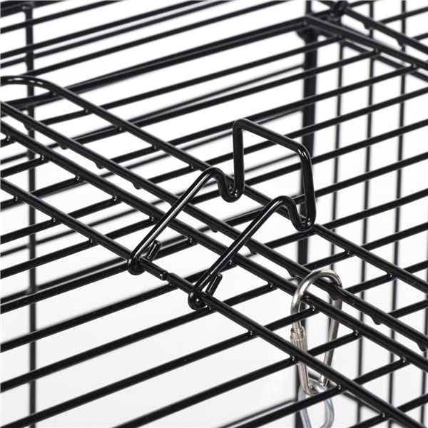 Abician Cage à Oiseaux en Métal pour Petits Oiseaux, Cage à Perruches avec Jouet, Corde à Clochette, 3 Perchoirs, 2 Mangeoirs, 1 Toit Ouvert 40 x 40 x 58 cm Noir