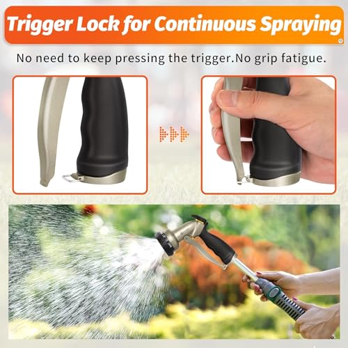 Image of AUTOMAN Garden Hose Nozzle-7 Patterns Sprayer-2 Pack, Metal High Pressure Spray Nozzle, Heavy Duty Labor-Saving Design Water Hose Nozzle for Garden Watering, Car Washing, Window Cleaning, Pets Bathing
