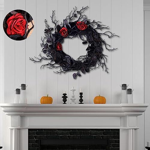 17.7 Inches Gothic Style Weird Yet Elegant Halloween Wreath for Front Door - image 4