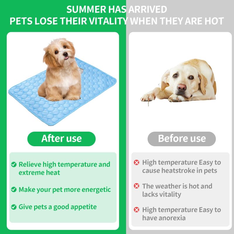 AOOGON Kühlmatte für Hunde Katzen, Selbstkühlende Hundematte, Haustier Waschbar Kühldecke für Matte, Drinnen, Draußen und Auto (Blue)