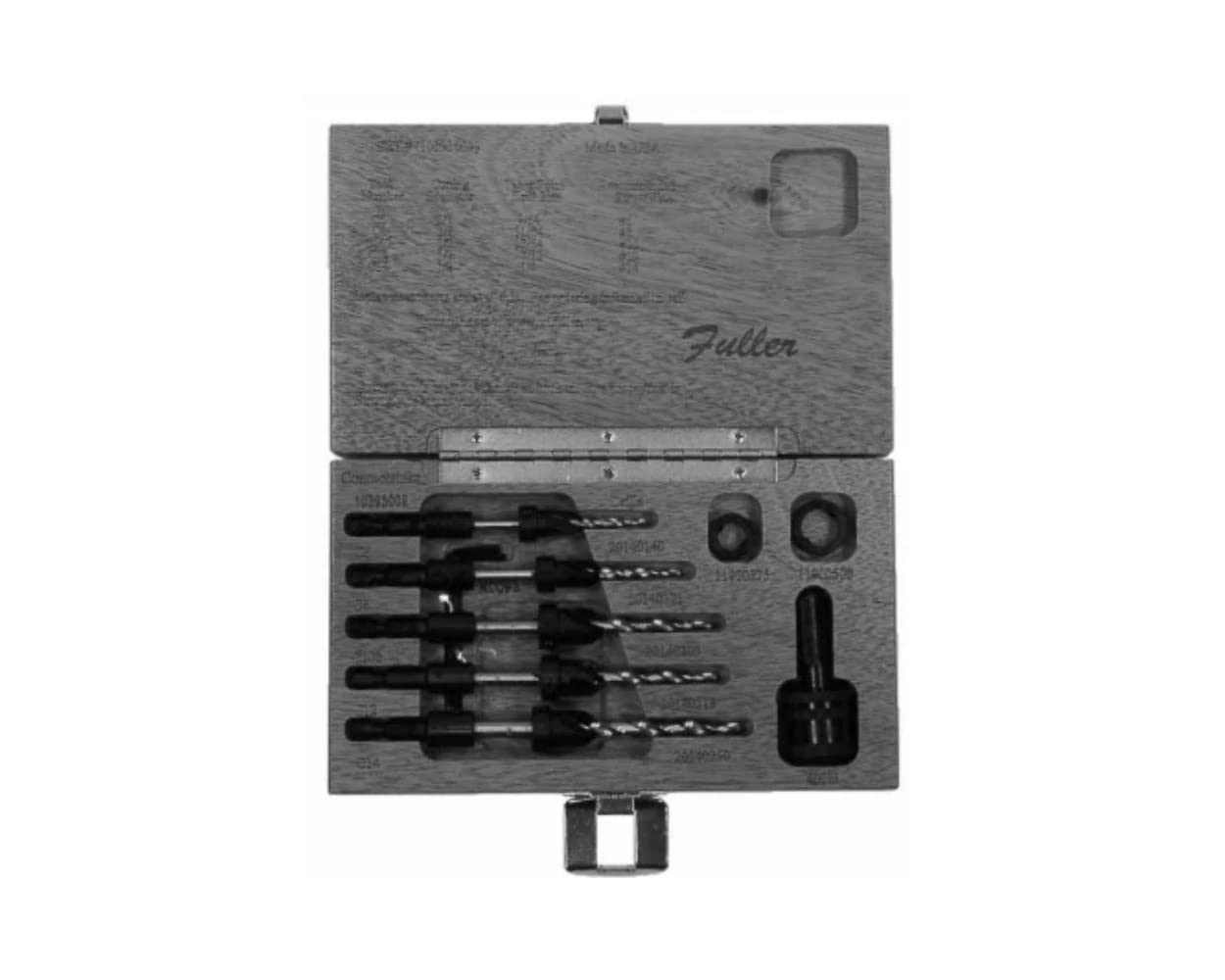 WL Fuller Set #9 C'SINK HX WOOD CASE BLK - 5pcs Countersinks - Taper Point - Hex Shank - 82 Angle - USA Made