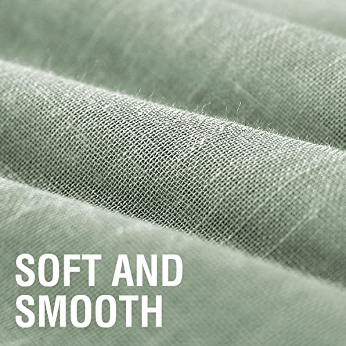 H.VERSAILTEX Linen Sheer Curtains - 84 Inch Semi Sheer Panels with Privacy, Silver Grommets - Light Filtering for Living Room/Bedroom (2 Panels, Sage) by H.VERSAILTEX - Image 3