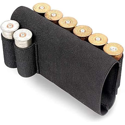 ACEXIER Hunting Buttstock Black 12 Gauge Tactical Hunting Buttstock Shotgun Cartridge Shell Holder Airsoft Rifle Buttstocks Cover