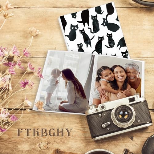 Image of Cat Photo Album 4x6, Black Cat Gifts 18 Pockets Small Picture Memory Book Photo Album Keepsake for Graduation Wedding Anniversary Travel Vacation
