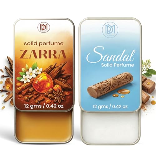 Image of Dr.Mashur Solid Perfume |sandal&zarra Alcohol Free Wax Perfume Balm, Long Lasting | Pocket Tin 12g, Pack Of 2| Non Greasy Smooth Glide, Travel Friendly Men And Women