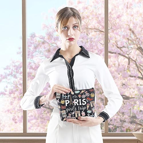 Paris Girls Trip Gift: Paris Weekend Theme Travel Bag - Skyline Makeup Bag for Her (Black EU), Girls Trip Paris Black Eu - Image 4