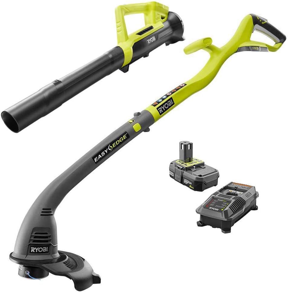 One ONE+ 18-Volt Lithium-Ion String Trimmer/Edger and Blower Combo Kit 2.0 Ah Battery and Charger Included