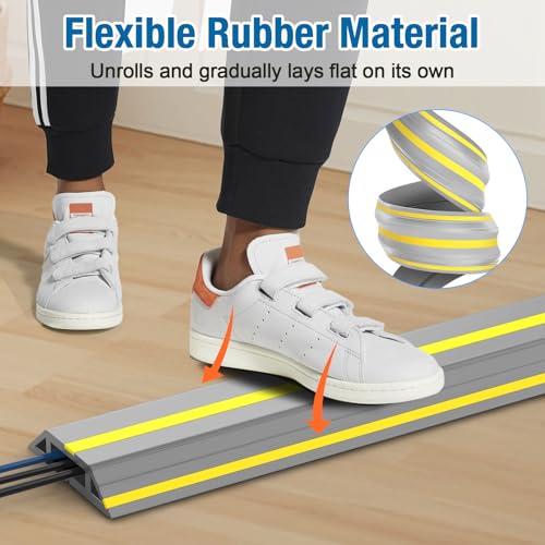 Image of Eapele Floor Cord Cover 4ft Cord Covers for Wires on Floor, Heavy Duty Extension Cord Cover, Rubber Floor Cable Cover, Prevent Trip Hazard for Sidewalk Home Office Outdoor or Indoor Settings