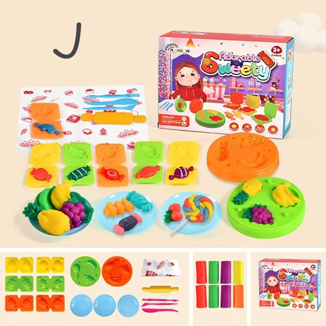 AEPRO - Simulation Kitchen Тоуs Play House DIY Color Mud Suit Noodle Machine Ice Cream Bread Machine Popcorn Kids Game Тоуs (J)