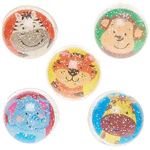 Baker Ross FX656 Balles rebondissantess animaux de la jungle - Lot de 10, Petits jouets musicaux pour remplir les sacs de fête des enfants