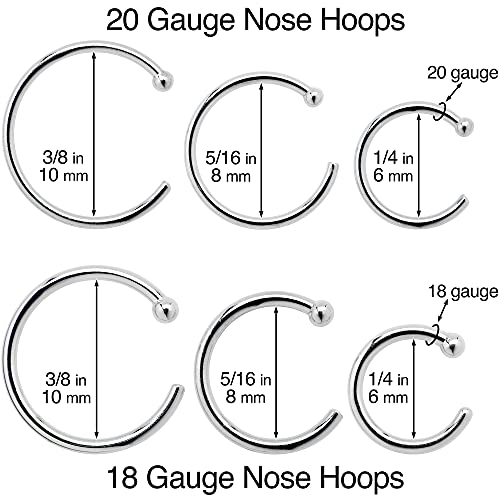 Body Candy Tiny Nose Hoop 20 Gauge 1/4 Small Diamenter Solid 14k White Gold 6mm Nose Hoop4