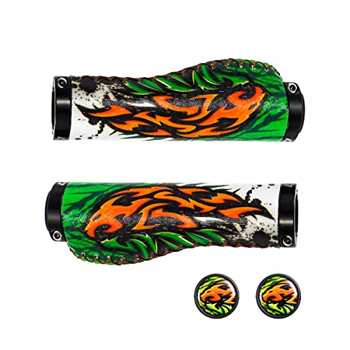 CNCLOL Ergonomic Bike Handlebar Grips,Silicone Mountain Bike grips for Bicycle MTB/BMX, Fire - Image 2