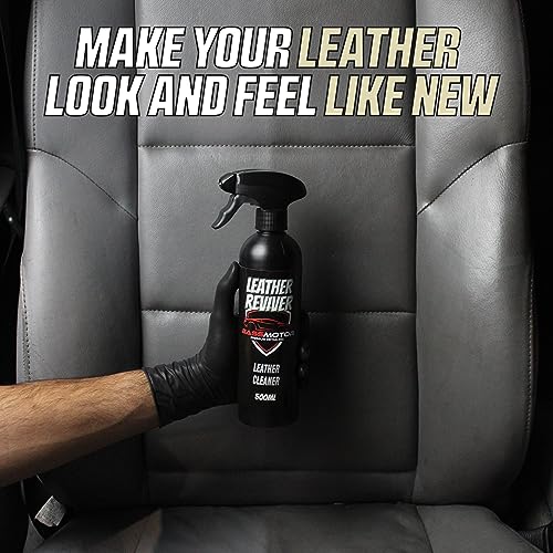 BassMotor KIT Nettoyant Cuir & Alcantara - Nettoie, dégraisse & nourrit sièges & tapisseries. Kit Leather Reviver 500ml + Leather Nutrient 100ml + Brosse Pro + 2 Chiffons 400GSM – Image 3