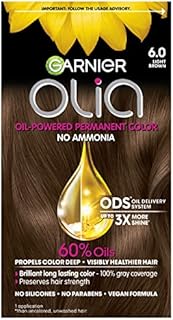 Garnier Olia Ammonia-Free Brilliant Color Oil-Rich Permanent Hair Color, 6.0 Light Brown (Pack of 1) Brown Hair Dye (Packaging May Vary)