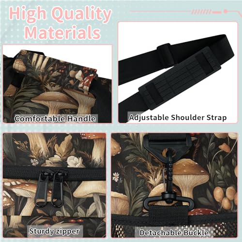 Vintage forest mushrooms Travel Duffle Bag - Waterproof weekend luggage bag, men's sports and fitness bag, delivery hospital storage bag, overnight luggage bag with pull rod cover2