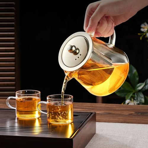 Image of Baalaka Glass Teapot 18.6oz /550ml, Tea Pot with Removable Infusers for Loose Tea, Borosilicate Glass Tea Kettle Tea Maker Stovetop for Camping, Tea Infuser for Loose Leaf Tea Travel