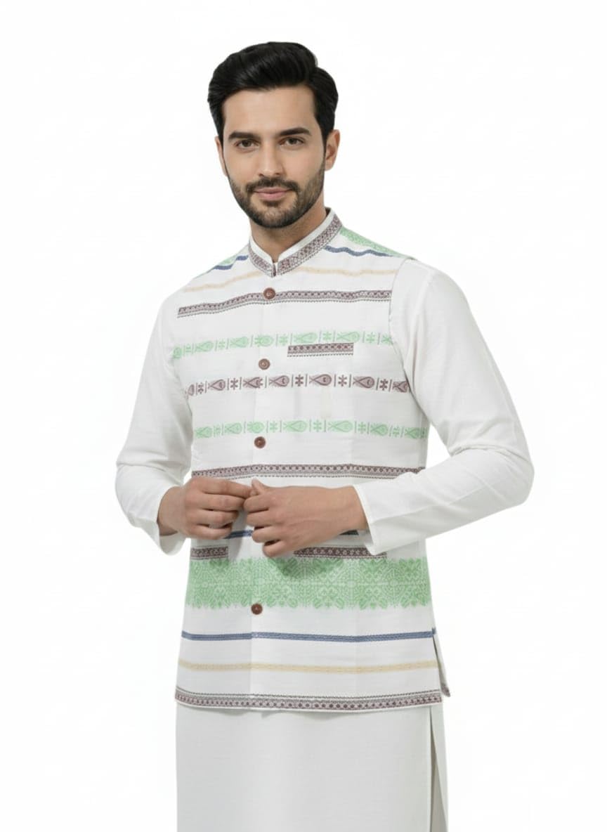 Adivasi Waistcoat for Men and Boys, Traditional Ethnic Print Design-picture-26