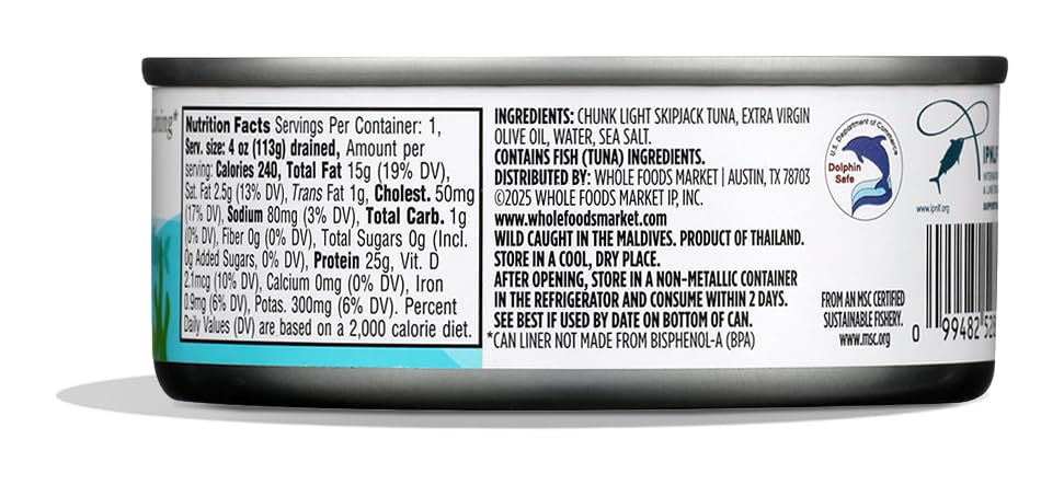 , Skipjack Tuna in Extra Virgin Olive Oil, Salt Added, 5 Ounce thumbnail