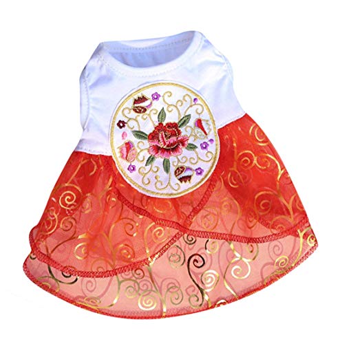 Pet Dress Cat Dog Wedding Costume Hanbok Embroidered Dog Bridal Gown Wedding Dress Cat Princess Dress Cat Dress Dog Dress