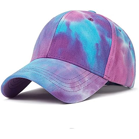 XYIYI Blue Purple Tie Dye Original Classic Cotton Baseball Cap Adjustable Dad Hat Unconstructed Plain Cap Cover