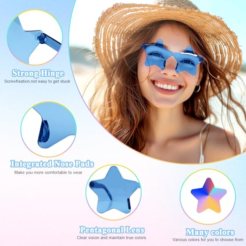 NACHLYNN 12 Pcs Rimless Star Shaped Sunglasses Light Blue Transparent Sunglasses Pentagram Glasses for Party Favor Cosplay2