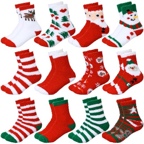 Calcetines de vacaciones Geyoga un regalo cálido de 12 pares mullidos para adultos