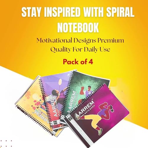 Image of A4 Spiral Notebook Set, 200 Pages, 70 GSM, White Ring Binding, Unruled (Notebook 04)