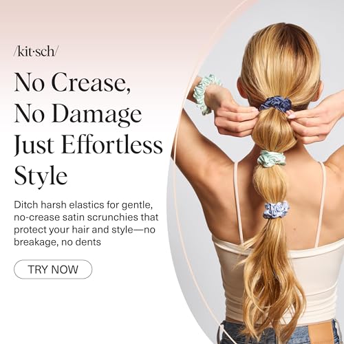 Image of Kitsch Ruched Satin Scrunchies for Women - No Crease, Frizz-Free Sleep | Softer Than Silk Scrunchies Gentle On Hair Scrunchies for All Hair Types | Stylish Hair Accessories - Garden Bouquet, 5pcs