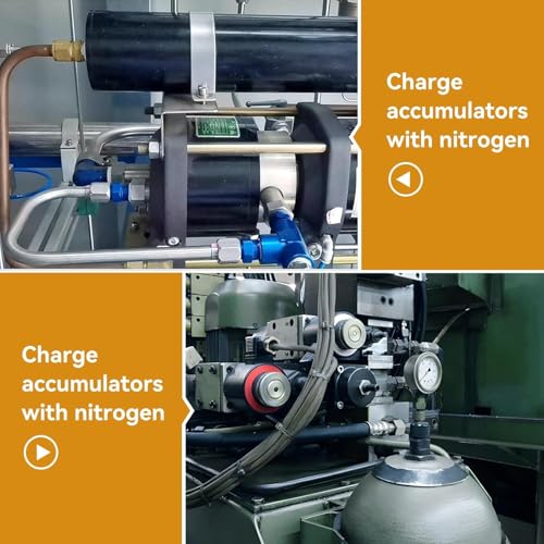 Image of Hydraulic Nitrogen Accumulator Charging Kit, Nitrogen Fill Kit, Nitrogen Pressure Test System with 7 Couplings, 3 Gauges(1500PSI /4000PSI / 6000PSI), and 1 Gas Hose (3 Gauges)