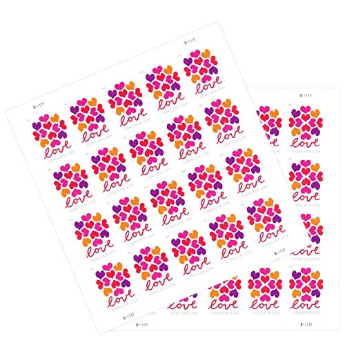 The News Stamps Love Heart Blossom Forever Postage Stamps Additional 10# Business Envelope (2 Sheet - 40 Stamps)