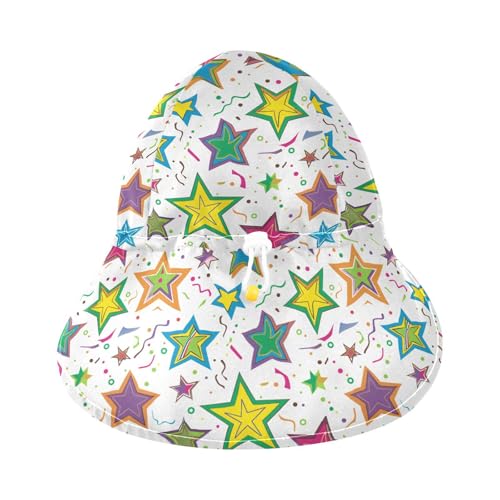 KLL Toddlers Sunhat Boys Summer Hat Toddler Girl UV Protection Adjustable Traveling Swim Hat Colorful Stars with Line Art3