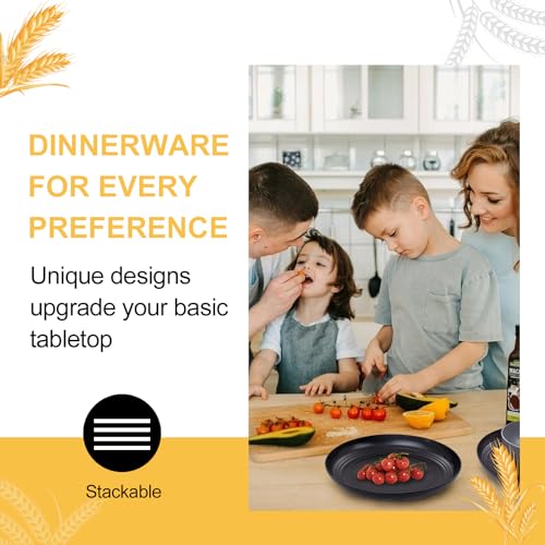 Rubtlamp Wheat Straw Dinnerware Sets, 16PCS Plastic Dinnerware Set for 4, Wheat Straw Plates and Bowls Sets, Unbreakable Dinnerware Plastic Microwave Safe Dishes Set for Kitchen&Camping - Image 6