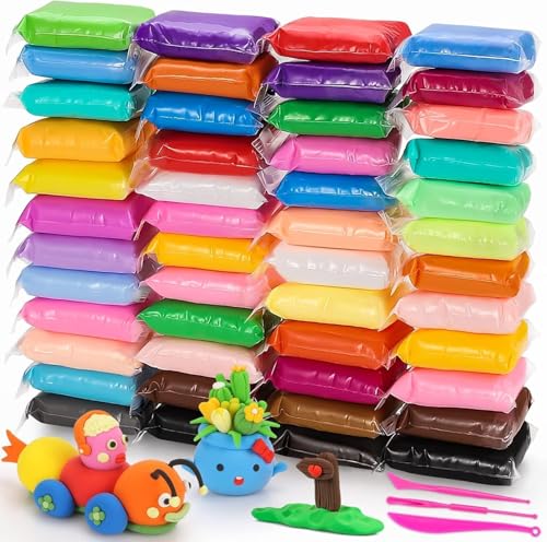 48 Color Non-Toxic Air Dry Clay Set for Kids Air Dry Clay Fun Toy Creative Art DIY Crafts Gift for Kids Lightweight Magic Clay for Creative DIY Crafts and Modeling Fun (48)