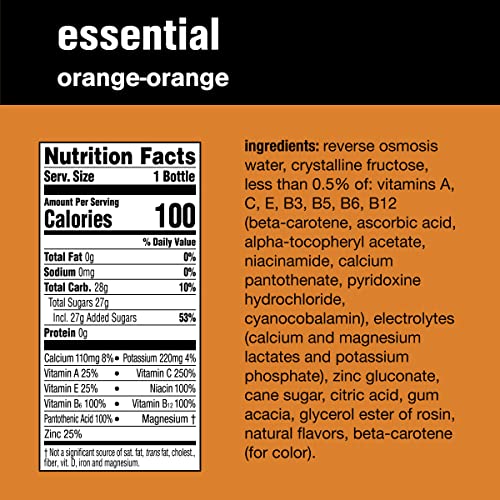 Vitaminwater Essential Electrolyte Enhanced Water W/ Vitamins, Orange-Orange Drinks, 20 Fl Oz, 12 Pack #TOP5