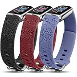 Minyee Paquete de 3 correas grabadas florales compatibles con Fitbit Luxe Band para mujer, pulsera de verano para Fitbit Luxe/Luxe edición