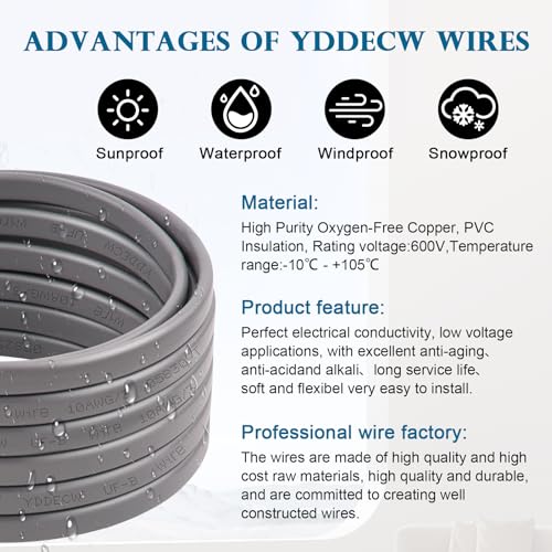 Image of 10 /3 UF-B Wire - 150FT 100% Pure Copper 10AWG 3 Connector Direct Burial Electrical Cable for Underground Feeder Wet or Corrosive Locations Indoor & Outdoor etc