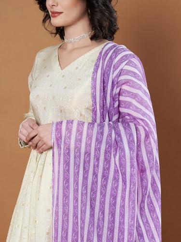 Image of Women's Cotton Blend Floral Print Dupatta with 2.20 Meters | Women's cotton printed dupatta with tassels