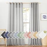 NICETOWN Linen Sheer Sliding Door Curtains 84 inch Long for Living Room, Grommet Semi Sheer Vertical Drapes Privacy with Light Filter for Home Office, W70 x L84, Grey, 1 Pair