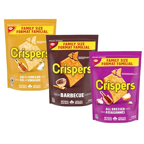 Crispers Variety Pack (3 pack), All Dressed 240 g, Salt & Vinegar 240 g, BBQ 240 g, Salty Snacks, is it a Chip or Cracker