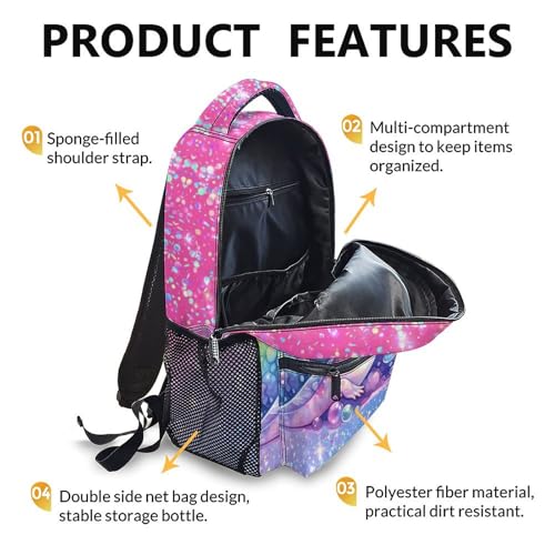 School Backpacks for Girls, Kids Backpack for Preschool Elementary Students Age 6-8, 17 Inches Pink Glitter Animal Prints Bookbag for Camping Travel, Large Capacity, Lightweight3