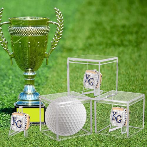 Image of 12 Pack Championship Ring Display Case Clear Acrylic Ring Case Display Box for Sports Baseball Softball Football Golf Single Ring Coin Holder Stand, 2.16 Inch