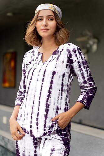 Image of MIRCHI FASHION Women's Cotton Shibori Dyed Printed Co-Ord Set of Short Kurti & Plazzo Pant