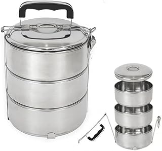 Vesperbox Edelstahl Lunchbox Brotdose Brotzeit Aufbewahrung Frühstück Box 3Etage