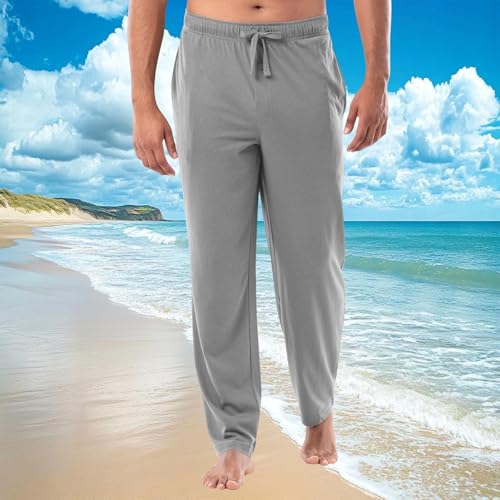 Mens Lounge Pants with Pockets Lightweight Pajama Pant Elastic Waist Drawstring Soft Comfortable Sleep Pj Bottoms2