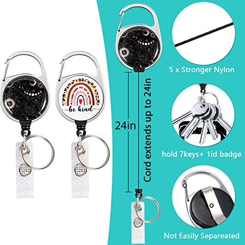 2 Pcs Id Badge Holder With Lanyard Retractable Heavy Duty Badge Reel Clip Cute Work Badge Holder For Women Nurse Teacher Detachable Key Lanyard Key Card Nametag Holder Rainbow And Moon Lanyard #TOP1
