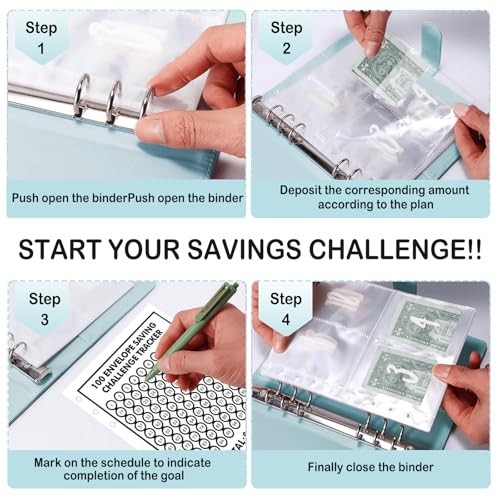 100 Envelope Saving Challenge, Geld Sparen Challenge, Sparchallenge, Sparbuch für Geld, Geldsparmappe, Budget Planner a5, Sparbuch für Geld Challenge, Sparbuch, für Paare, Büros, Zuhause, Schule